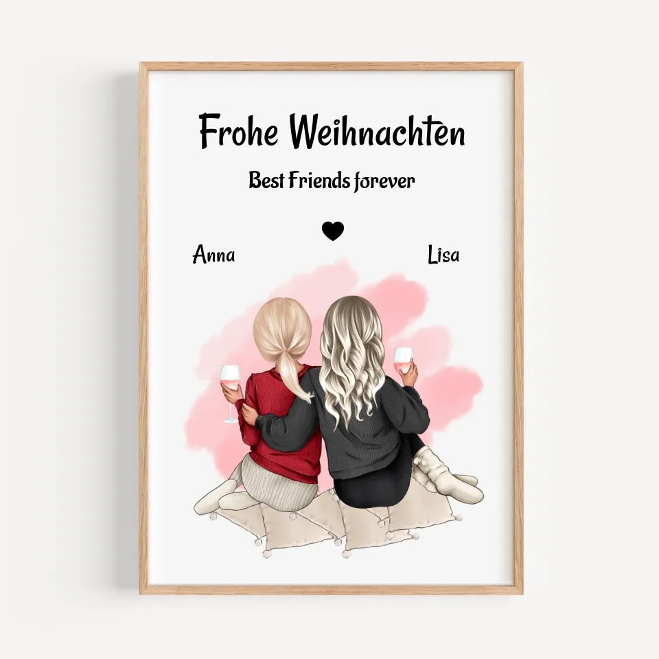 Beste Freundinnen Bild Geschenk Weihnachten selber gestalten - Cantty