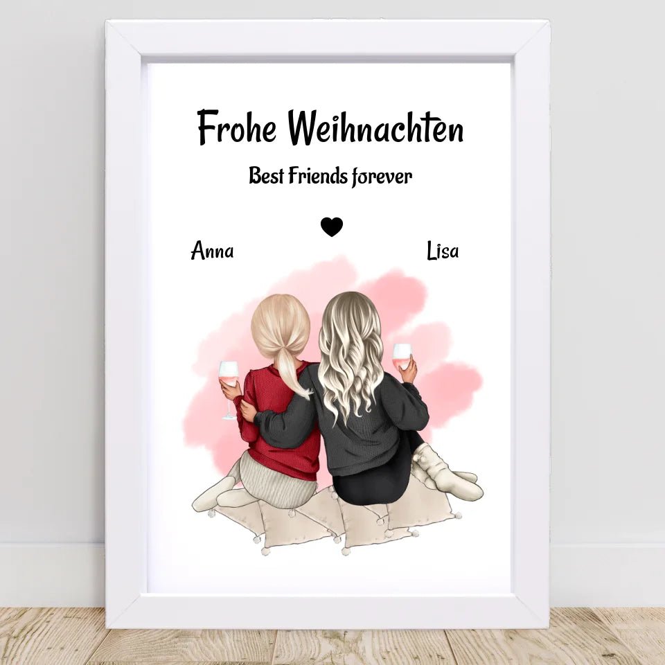 Beste Freundinnen Bild Geschenk Weihnachten selber gestalten - Cantty