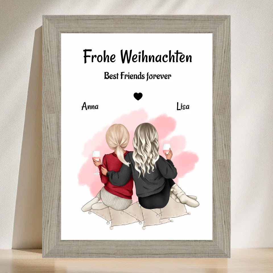 Beste Freundinnen Bild Geschenk Weihnachten selber gestalten - Cantty