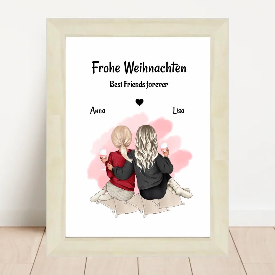 Beste Freundinnen Bild Geschenk Weihnachten selber gestalten - Cantty