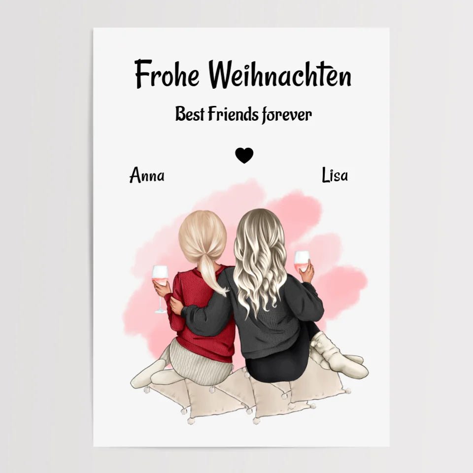 Beste Freundinnen Bild Geschenk Weihnachten selber gestalten - Cantty