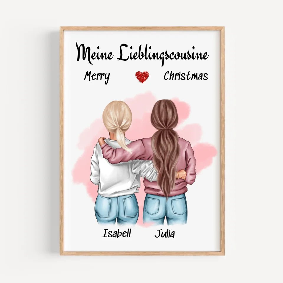 Posterdruck Lieblingscousine Weihnachtsgeschenk Illustration - Cantty