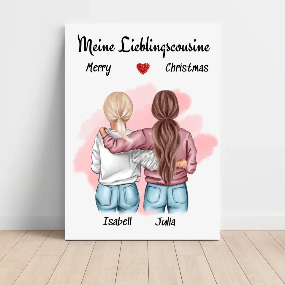 Posterdruck Lieblingscousine Weihnachtsgeschenk Illustration - Cantty