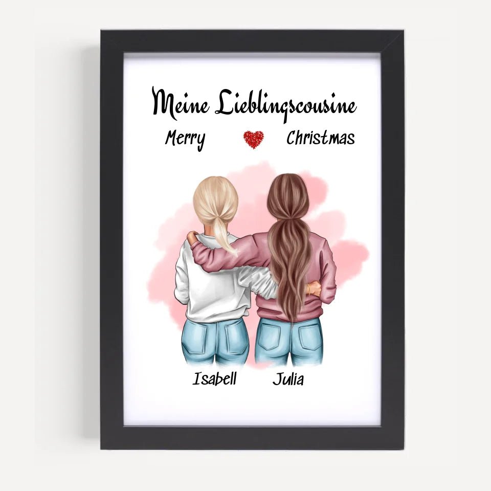 Posterdruck Lieblingscousine Weihnachtsgeschenk Illustration - Cantty