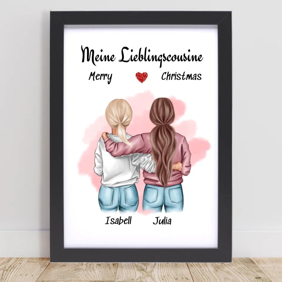 Posterdruck Lieblingscousine Weihnachtsgeschenk Illustration - Cantty