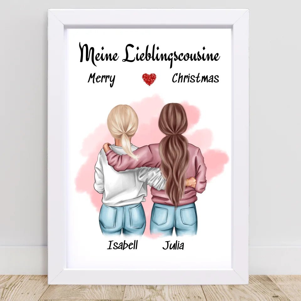 Posterdruck Lieblingscousine Weihnachtsgeschenk Illustration - Cantty