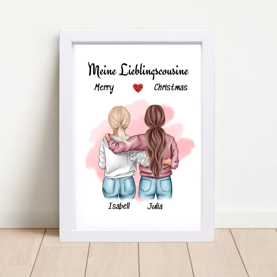 Posterdruck Lieblingscousine Weihnachtsgeschenk Illustration - Cantty