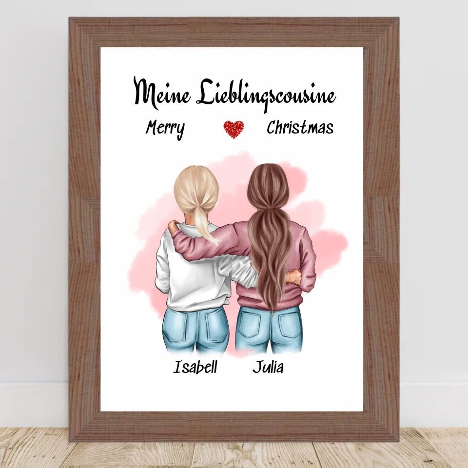 Posterdruck Lieblingscousine Weihnachtsgeschenk Illustration - Cantty
