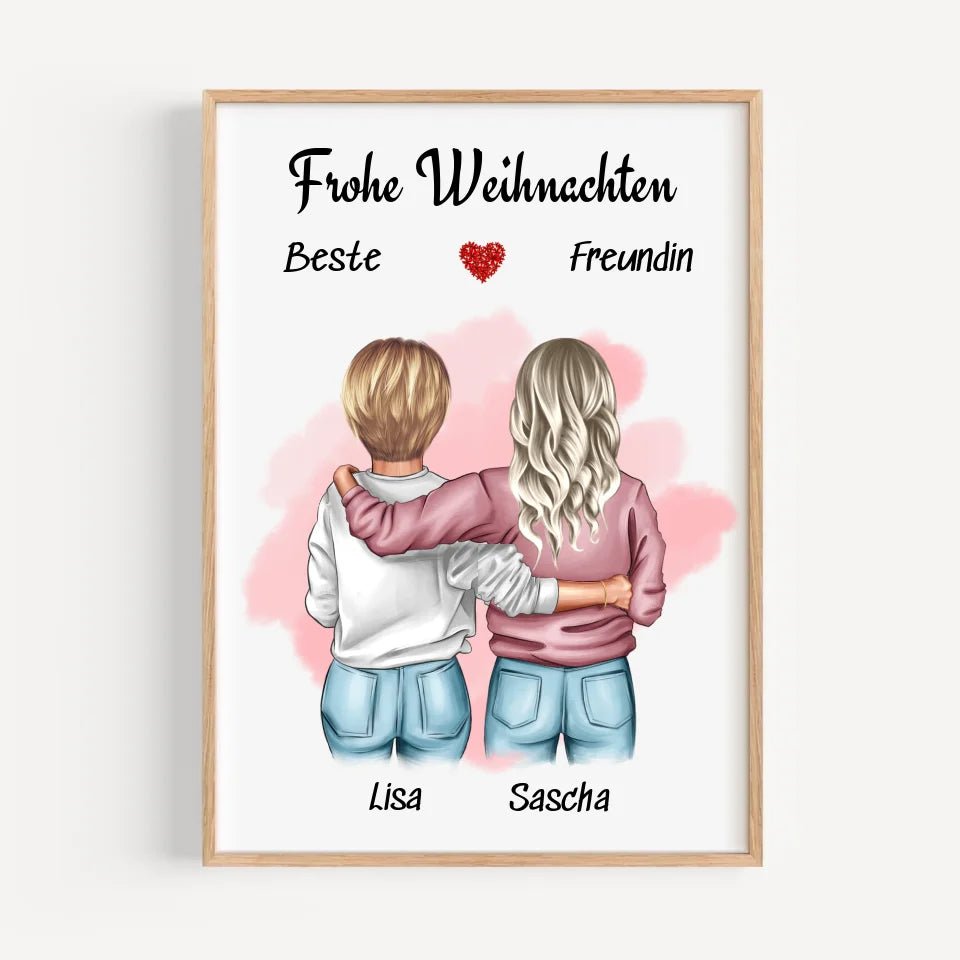 2 beste Freundin Posterdruck Weihnachtsgeschenk - Cantty