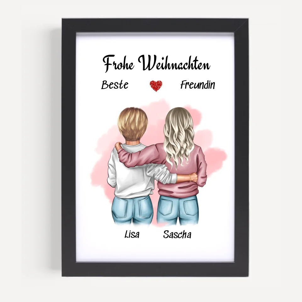 2 beste Freundin Posterdruck Weihnachtsgeschenk - Cantty