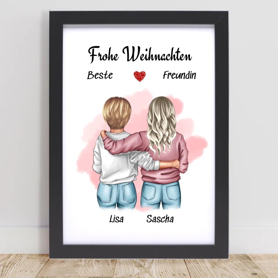 2 beste Freundin Posterdruck Weihnachtsgeschenk - Cantty