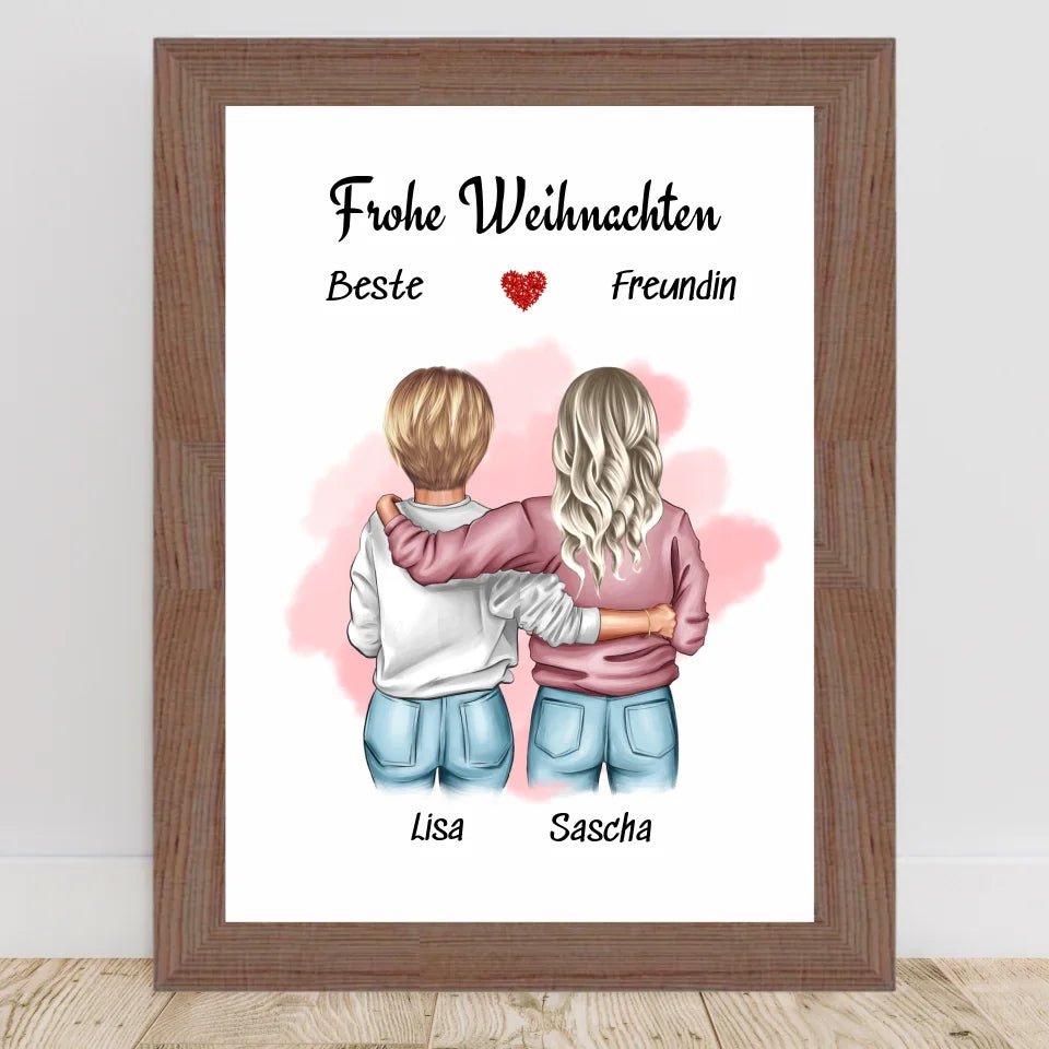 2 beste Freundin Posterdruck Weihnachtsgeschenk - Cantty