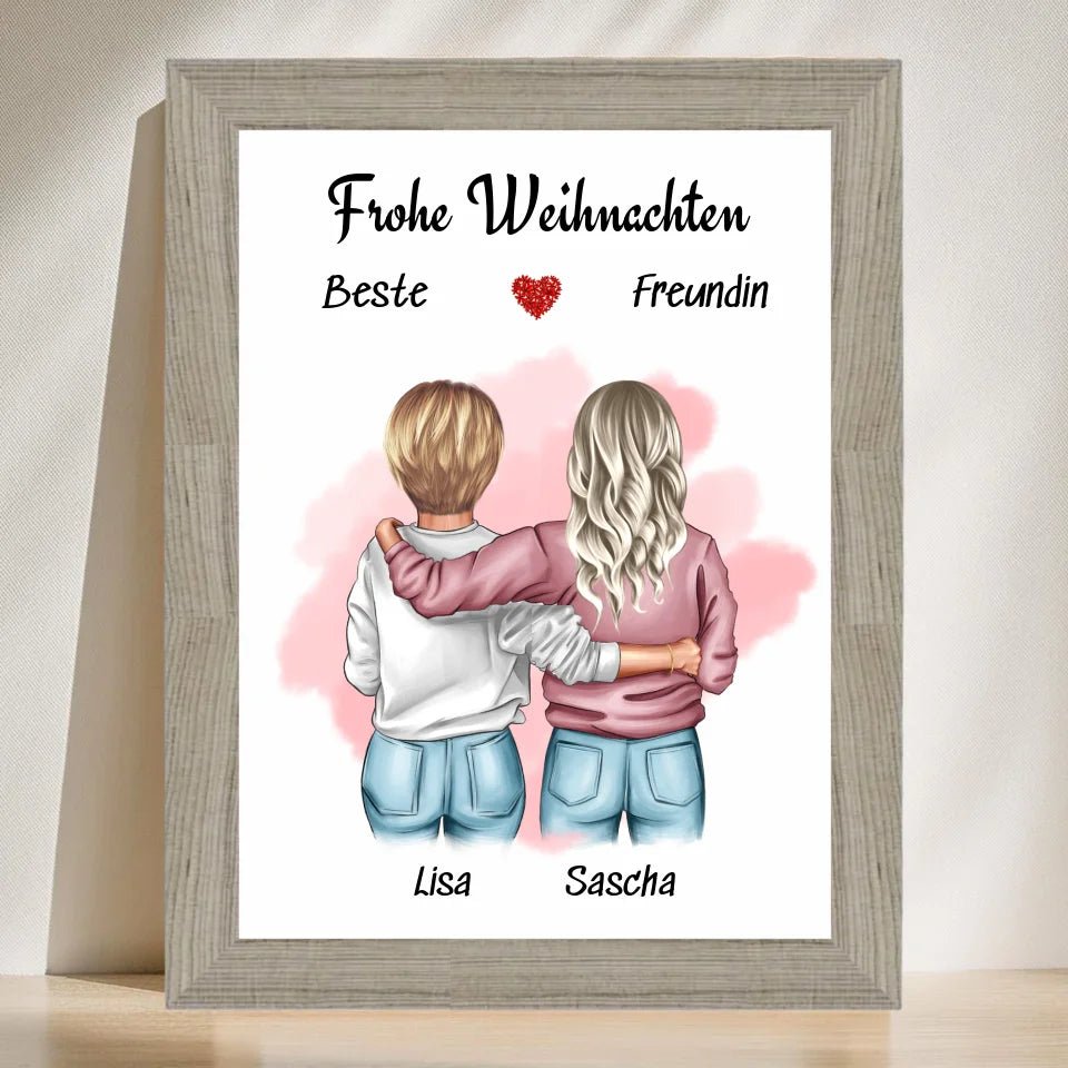 2 beste Freundin Posterdruck Weihnachtsgeschenk - Cantty
