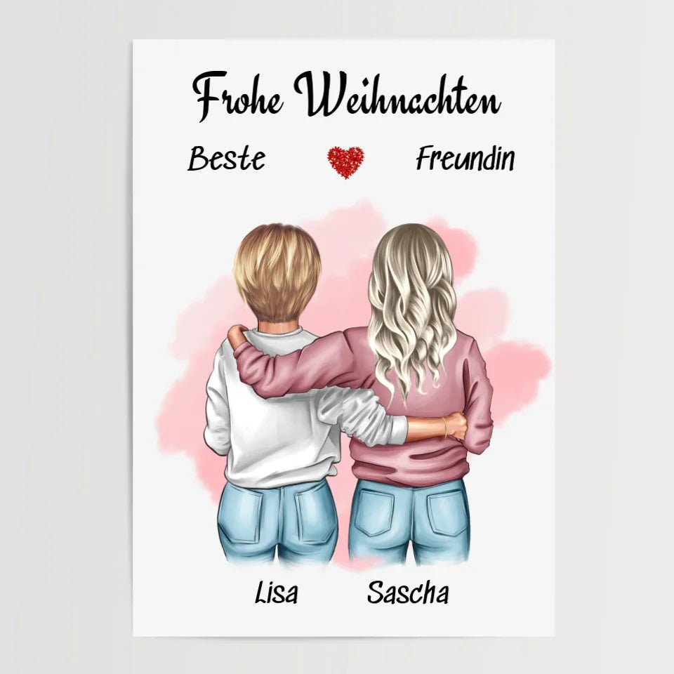 2 beste Freundin Posterdruck Weihnachtsgeschenk - Cantty