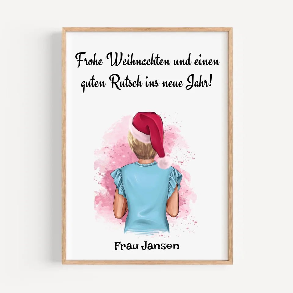 Lehrerin Bild Weihnachtsgeschenk Poster personalisiert - Cantty