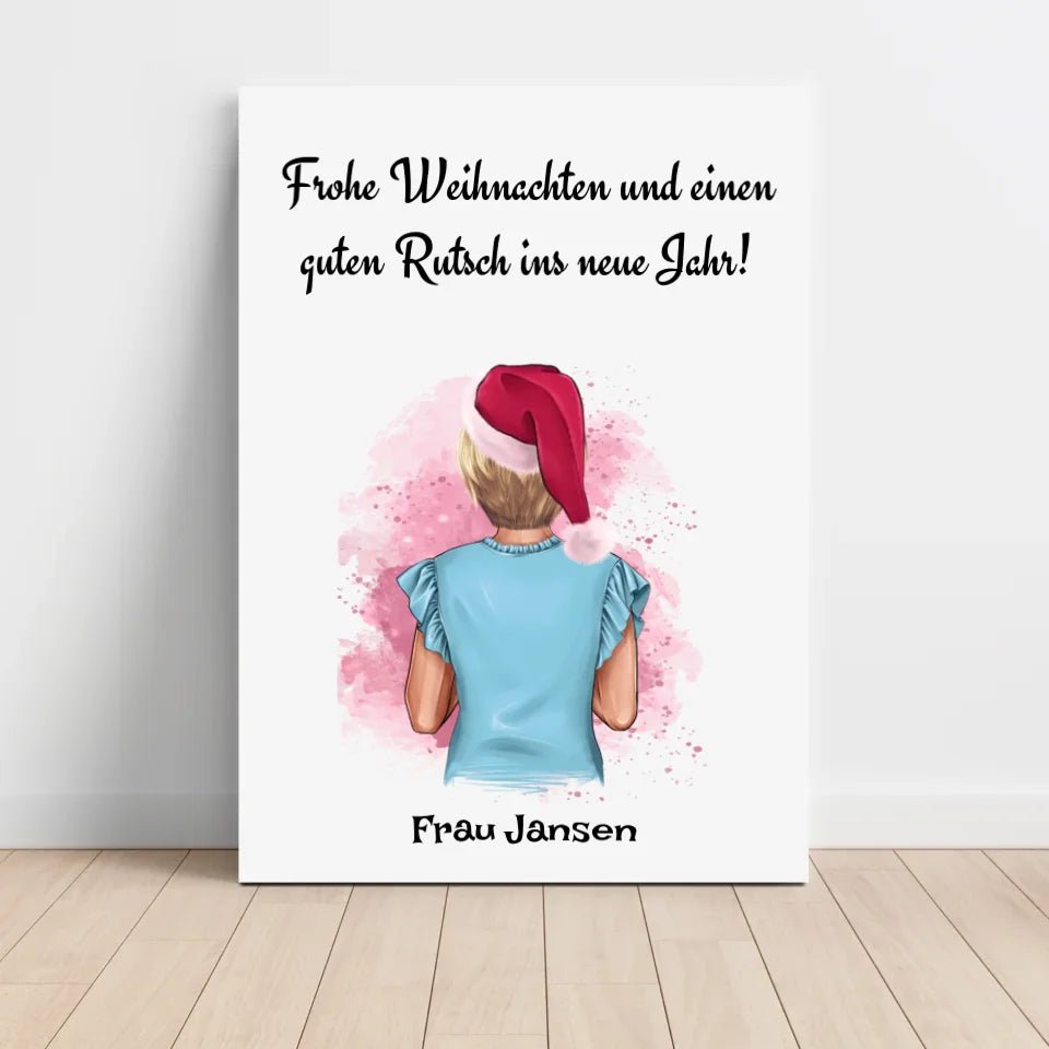 Lehrerin Bild Weihnachtsgeschenk Poster personalisiert - Cantty