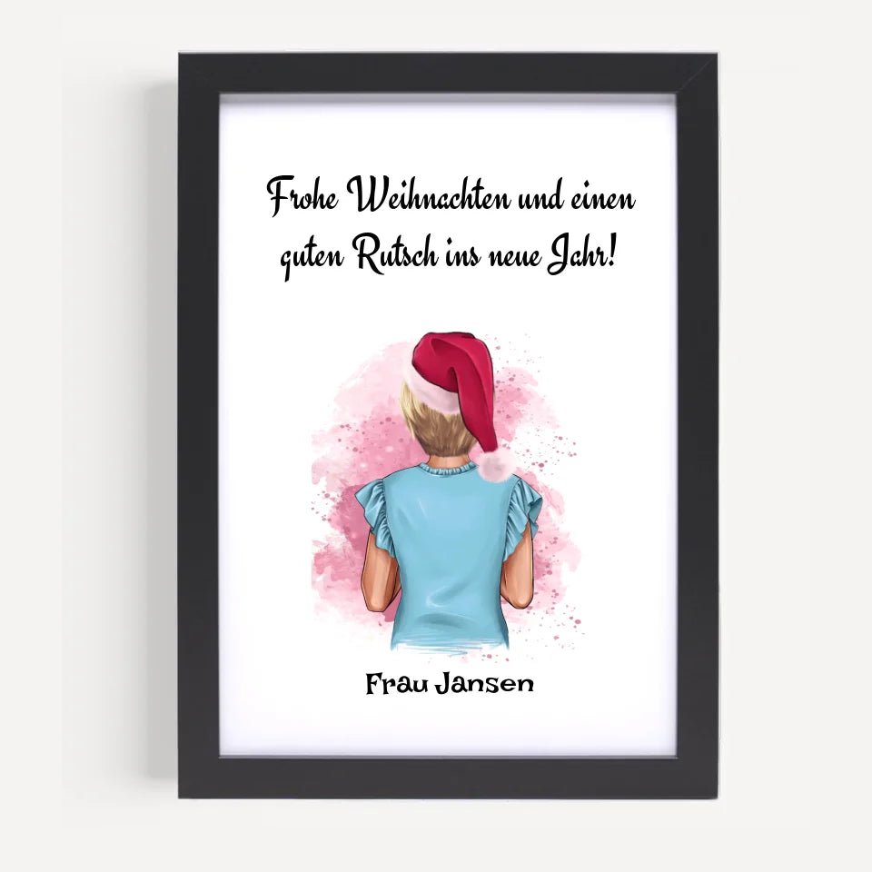 Lehrerin Bild Weihnachtsgeschenk Poster personalisiert - Cantty