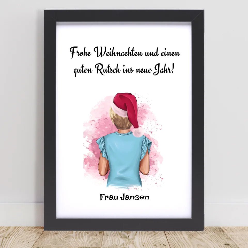 Lehrerin Bild Weihnachtsgeschenk Poster personalisiert - Cantty