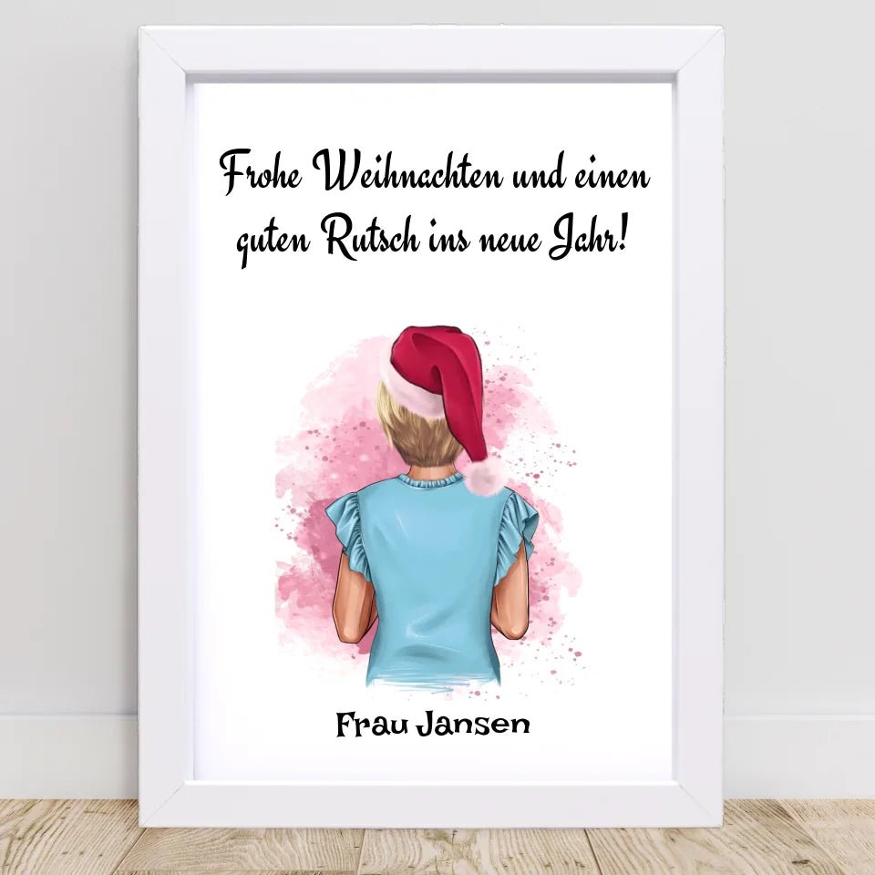 Lehrerin Bild Weihnachtsgeschenk Poster personalisiert - Cantty
