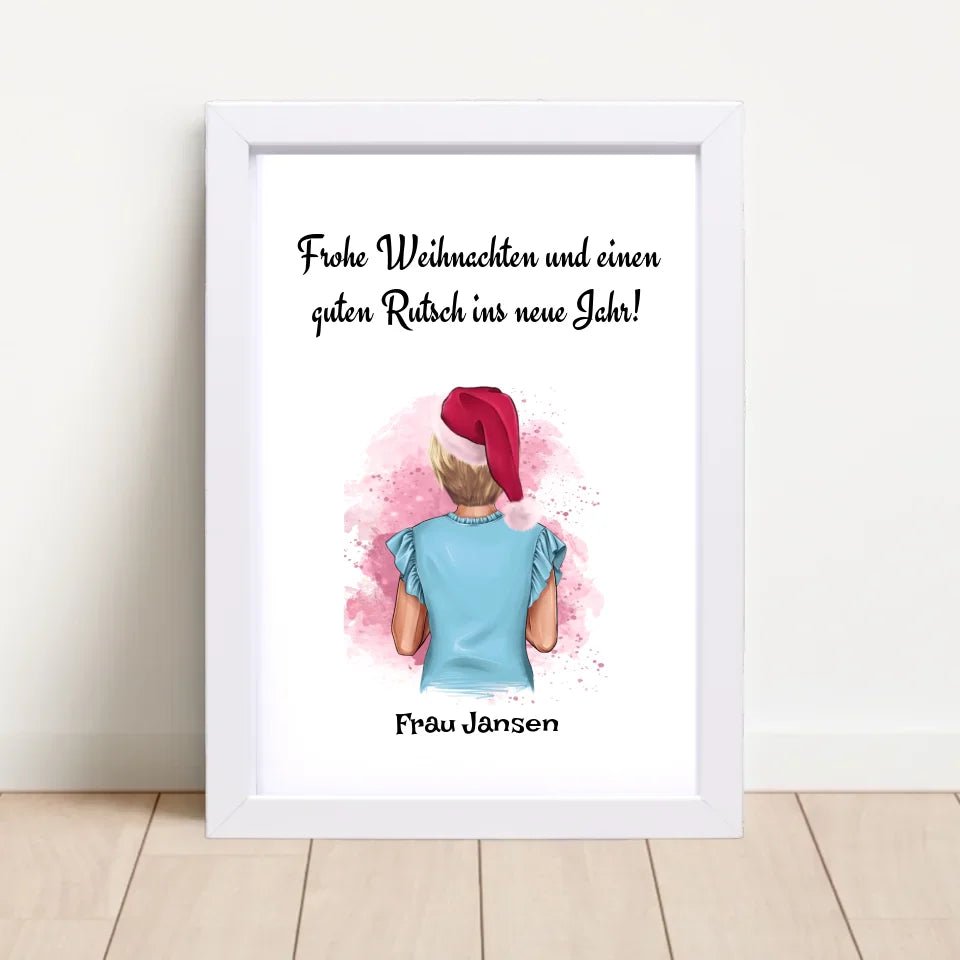 Lehrerin Bild Weihnachtsgeschenk Poster personalisiert - Cantty