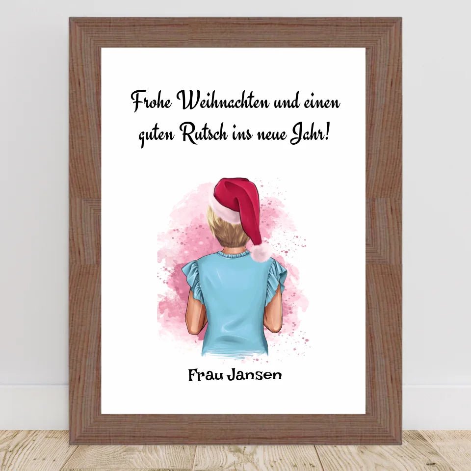 Lehrerin Bild Weihnachtsgeschenk Poster personalisiert - Cantty