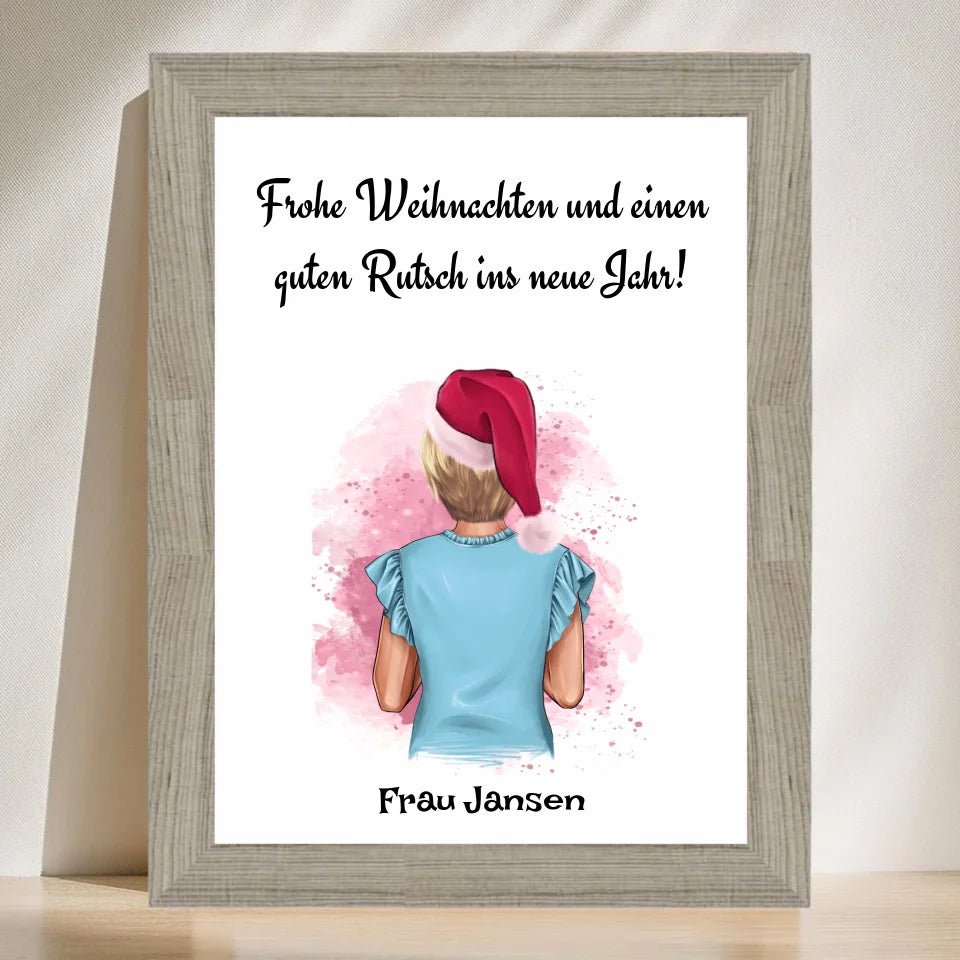 Lehrerin Bild Weihnachtsgeschenk Poster personalisiert - Cantty