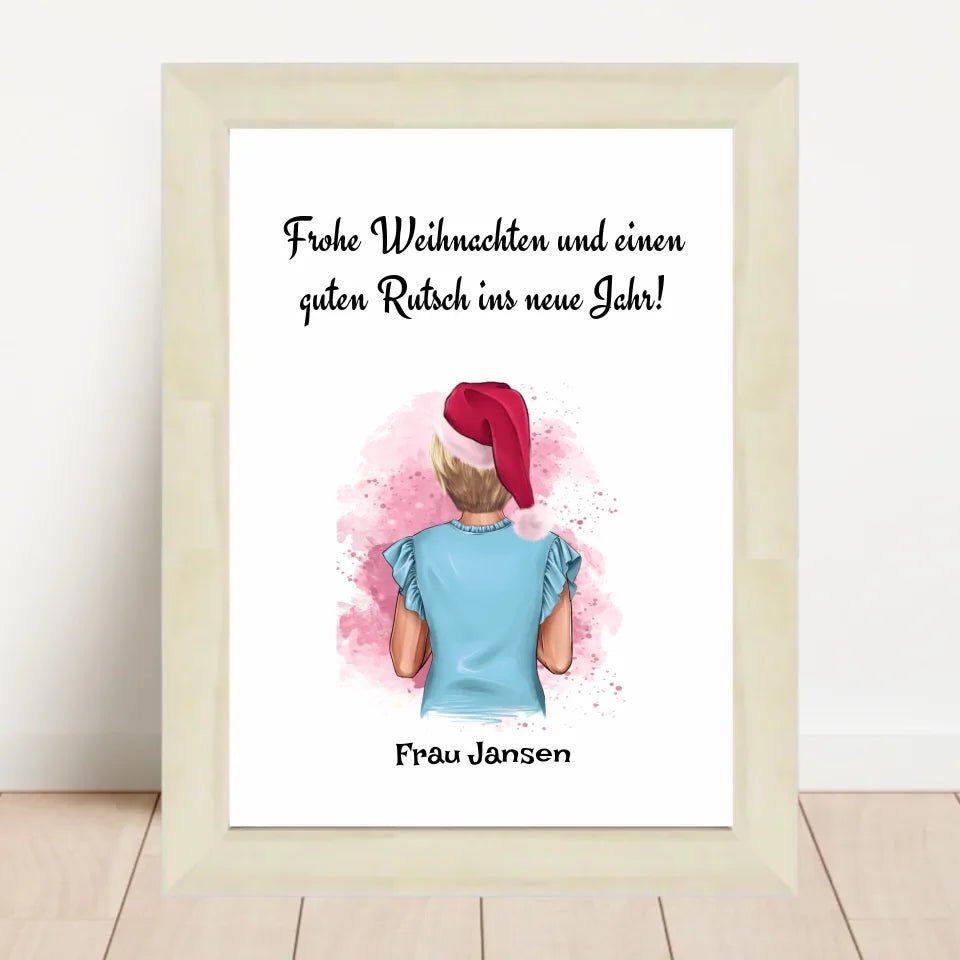 Lehrerin Bild Weihnachtsgeschenk Poster personalisiert - Cantty