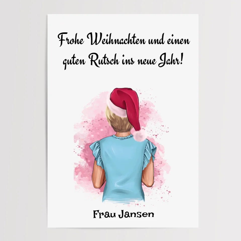 Lehrerin Bild Weihnachtsgeschenk Poster personalisiert - Cantty