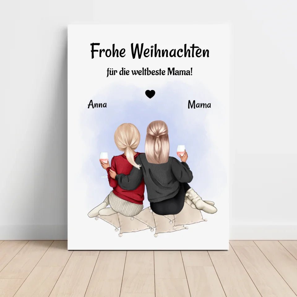 Mutter Tochter Bild Weihnachtsgeschnek Poster personalisiert - Cantty
