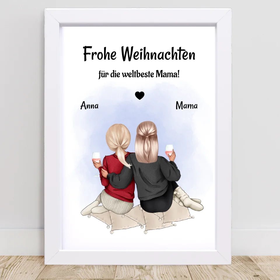 Mutter Tochter Bild Weihnachtsgeschnek Poster personalisiert - Cantty
