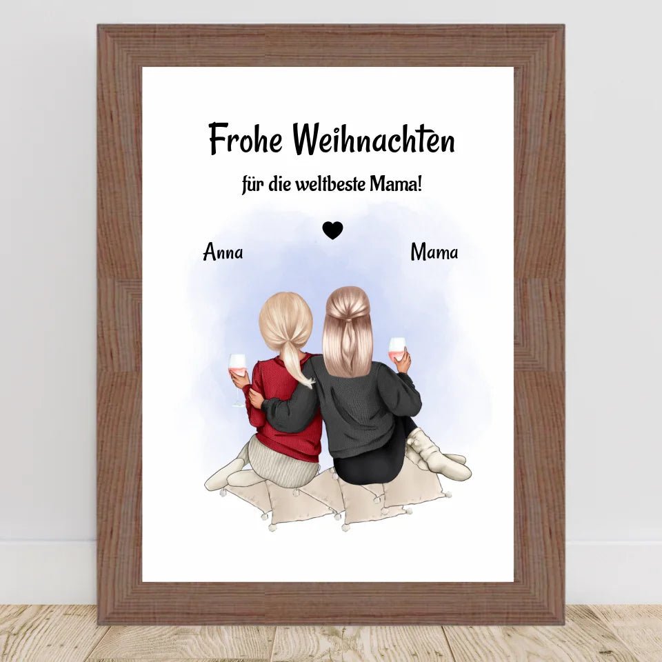 Mutter Tochter Bild Weihnachtsgeschnek Poster personalisiert - Cantty