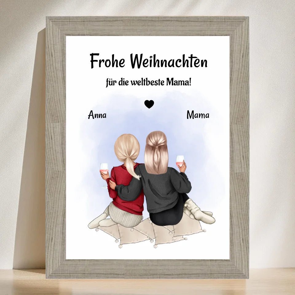 Mutter Tochter Bild Weihnachtsgeschnek Poster personalisiert - Cantty