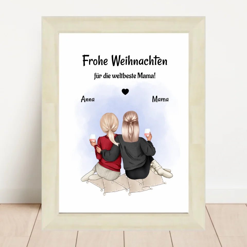 Mutter Tochter Bild Weihnachtsgeschnek Poster personalisiert - Cantty