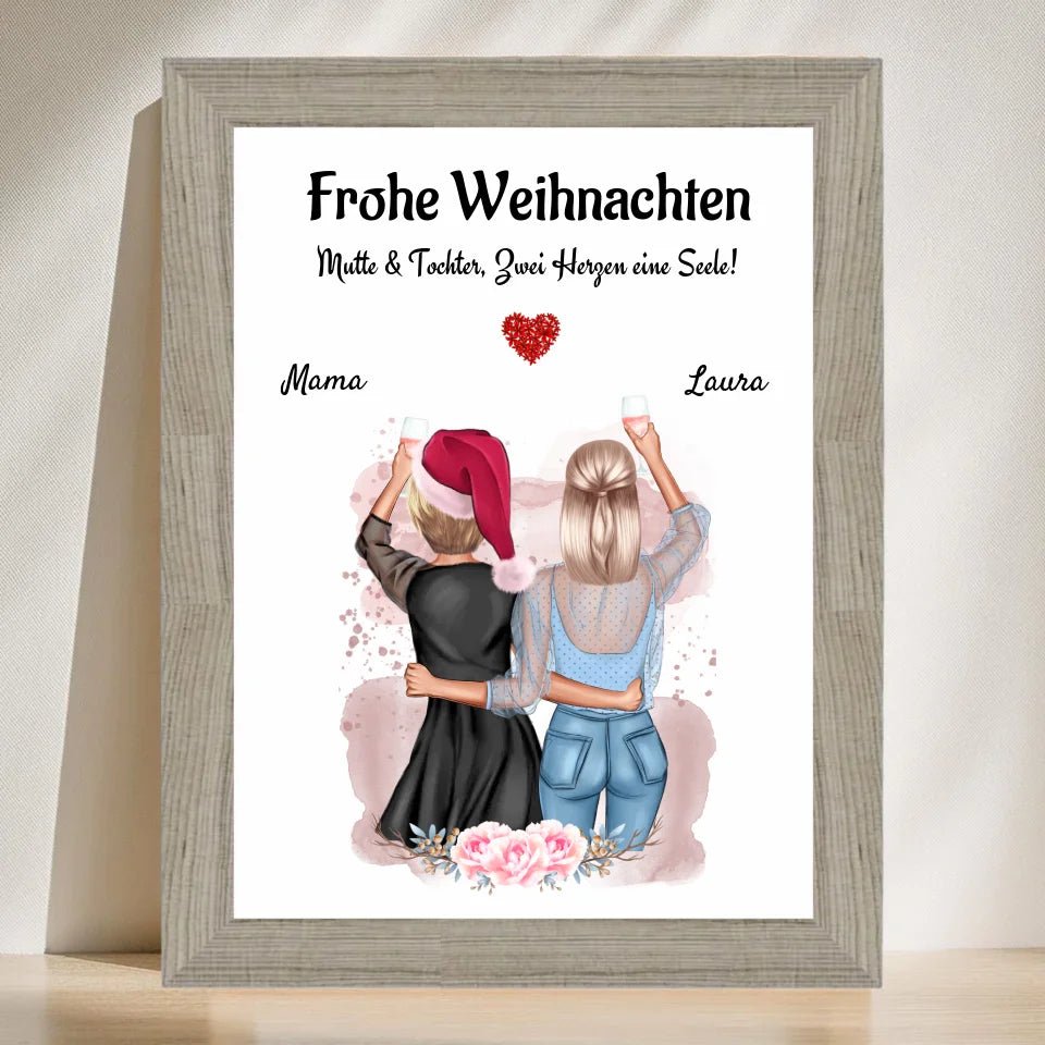 Mutter und erwachsene Tochter Weihnachtsbild Geschenk - Cantty