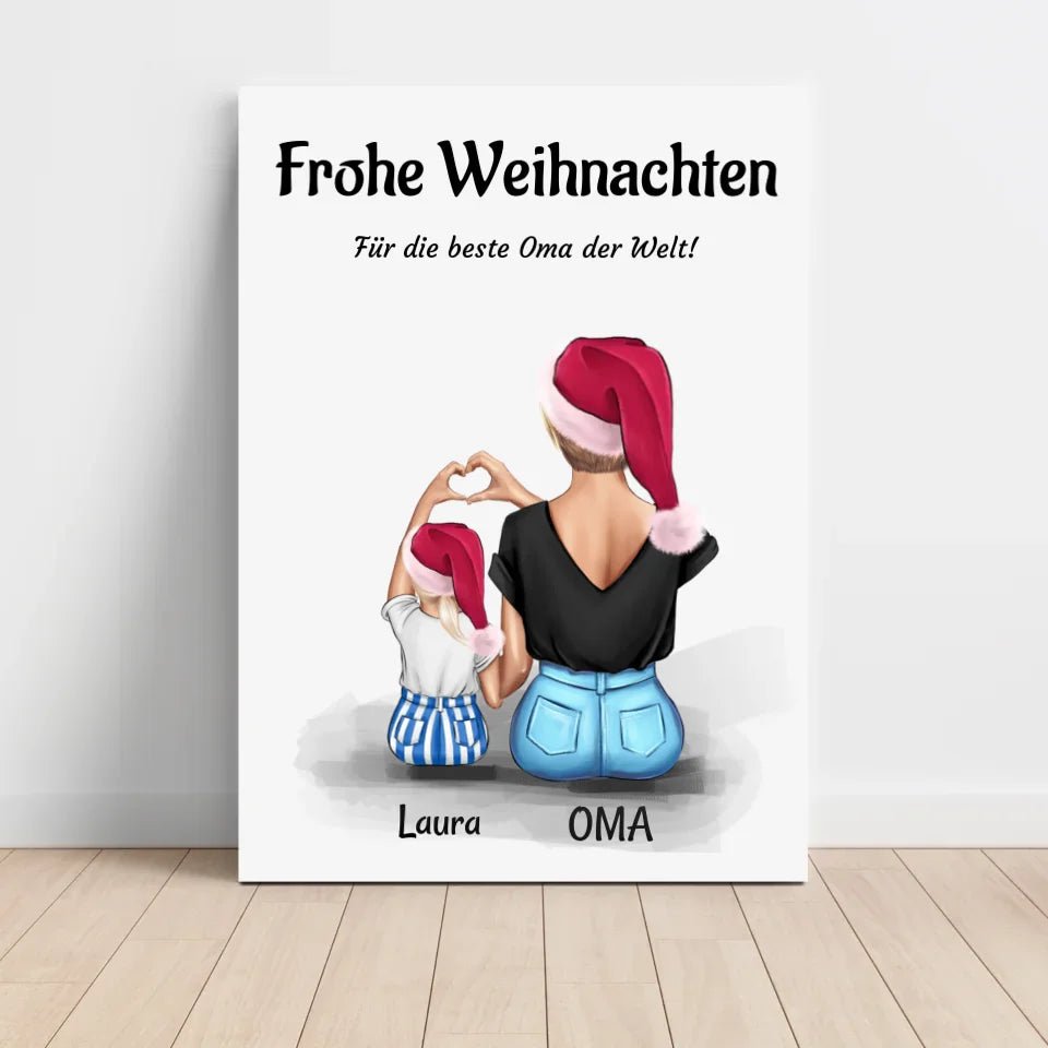 Oma kleine Enkeltochter Geschenk Weihnachtsbild personalisiert - Cantty