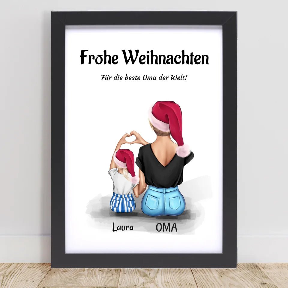 Oma kleine Enkeltochter Geschenk Weihnachtsbild personalisiert - Cantty