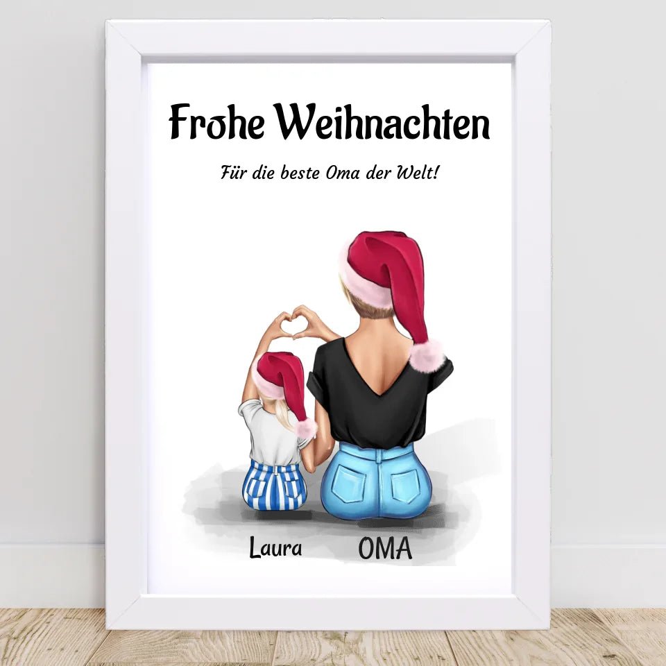 Oma kleine Enkeltochter Geschenk Weihnachtsbild personalisiert - Cantty