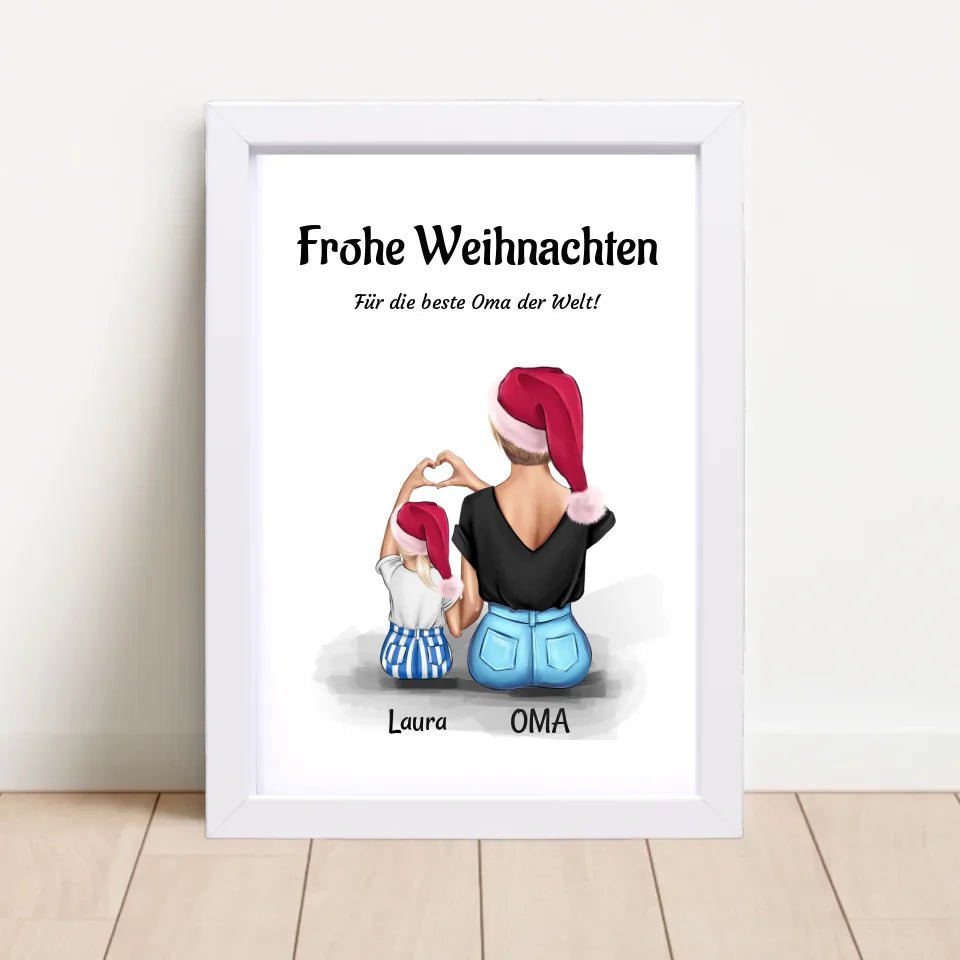 Oma kleine Enkeltochter Geschenk Weihnachtsbild personalisiert - Cantty