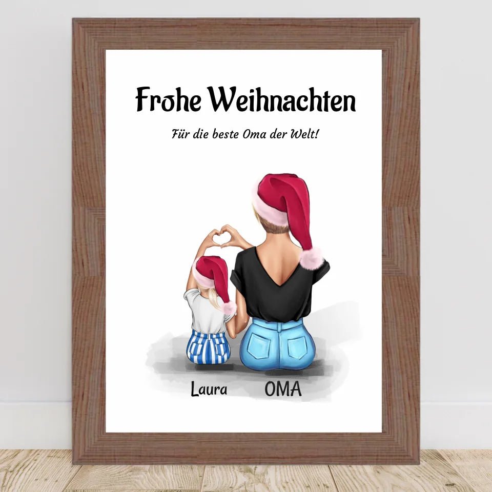 Oma kleine Enkeltochter Geschenk Weihnachtsbild personalisiert - Cantty
