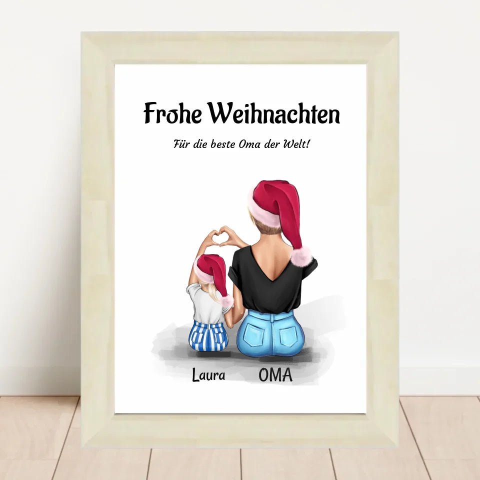 Oma kleine Enkeltochter Geschenk Weihnachtsbild personalisiert - Cantty