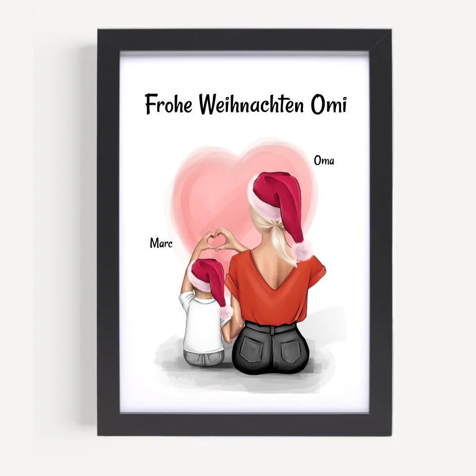 Oma & Enkel Junge Bild Weihnachtsgeschenk Poster personalisiert - Cantty