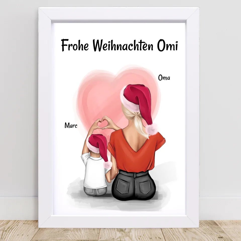 Oma & Enkel Junge Bild Weihnachtsgeschenk Poster personalisiert - Cantty