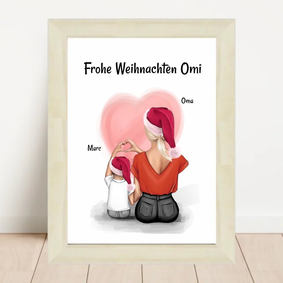 Oma & Enkel Junge Bild Weihnachtsgeschenk Poster personalisiert - Cantty