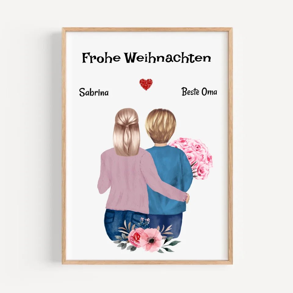 Oma Weihnachtsgeschenk Poster mit erwachsener Enkeltochter - Cantty