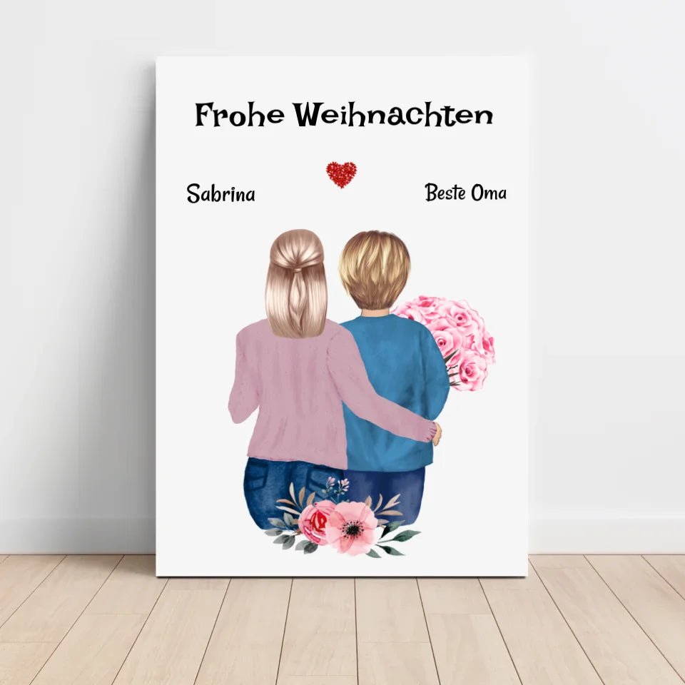 Oma Weihnachtsgeschenk Poster mit erwachsener Enkeltochter - Cantty