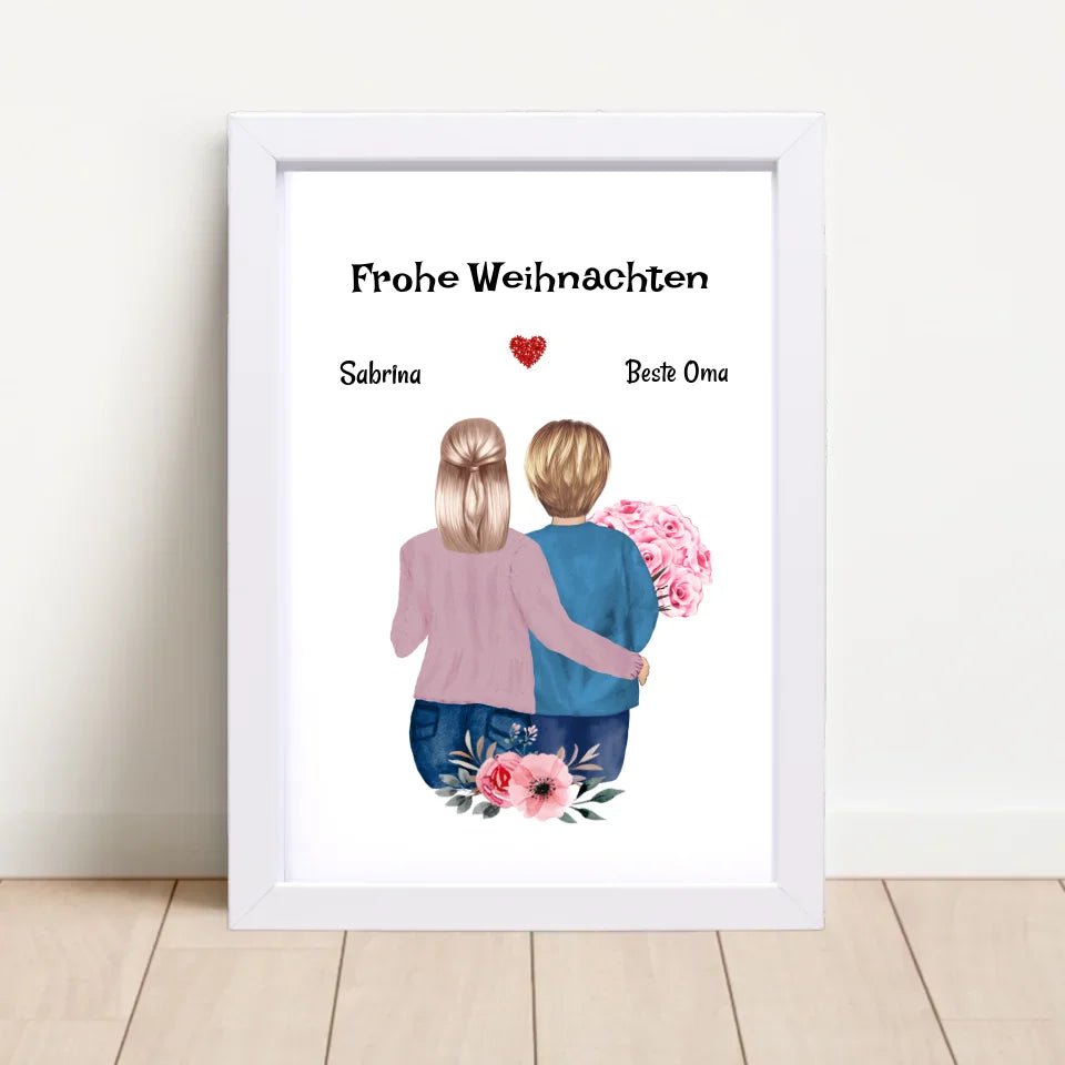 Oma Weihnachtsgeschenk Poster mit erwachsener Enkeltochter - Cantty
