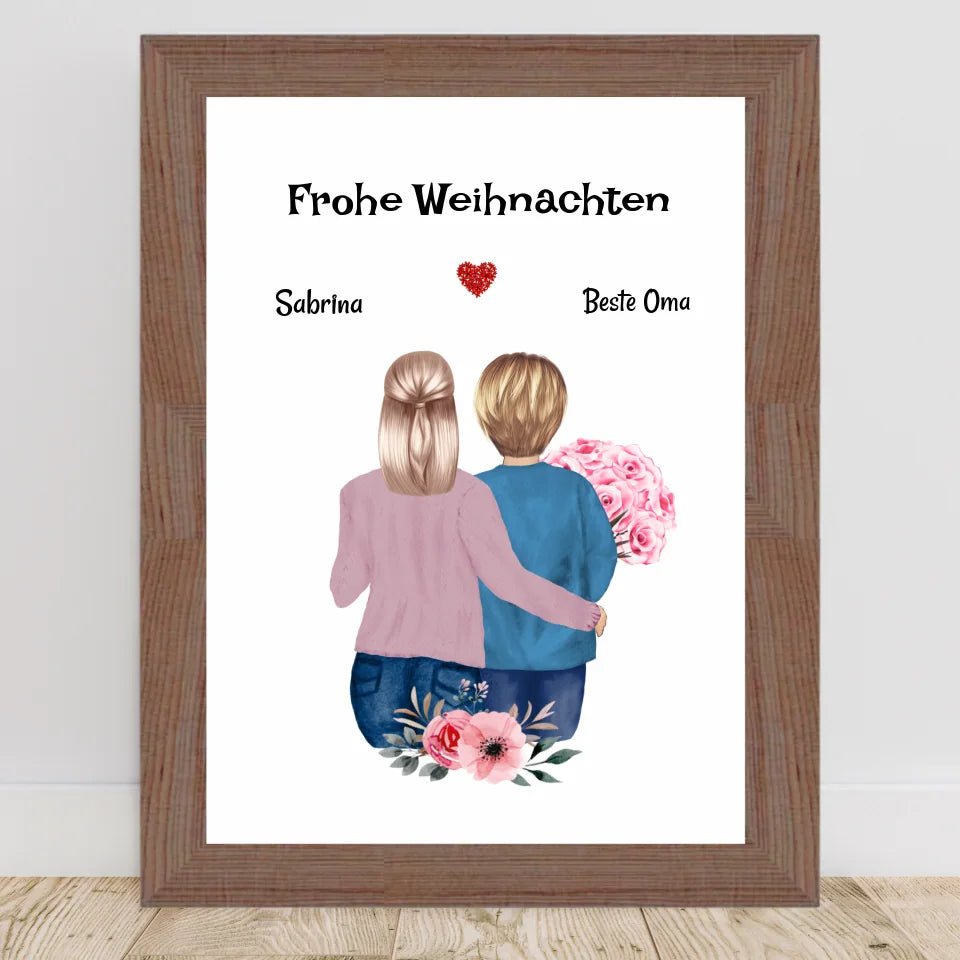Oma Weihnachtsgeschenk Poster mit erwachsener Enkeltochter - Cantty