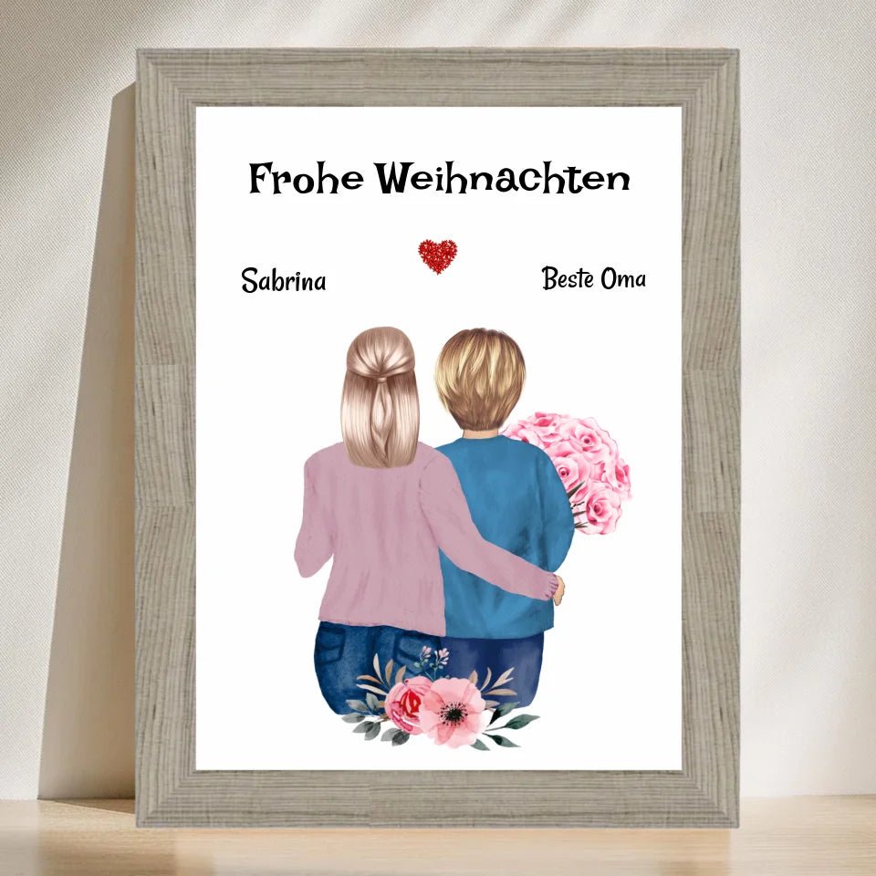 Oma Weihnachtsgeschenk Poster mit erwachsener Enkeltochter - Cantty