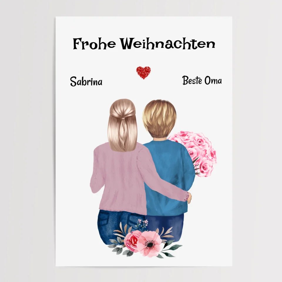 Oma Weihnachtsgeschenk Poster mit erwachsener Enkeltochter - Cantty