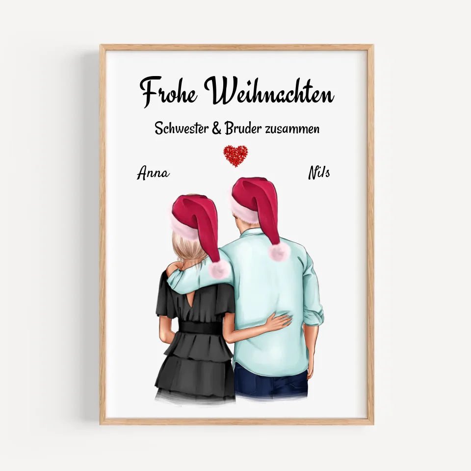 Bruder Schwester Poster Geschenk Weihnachten - Cantty
